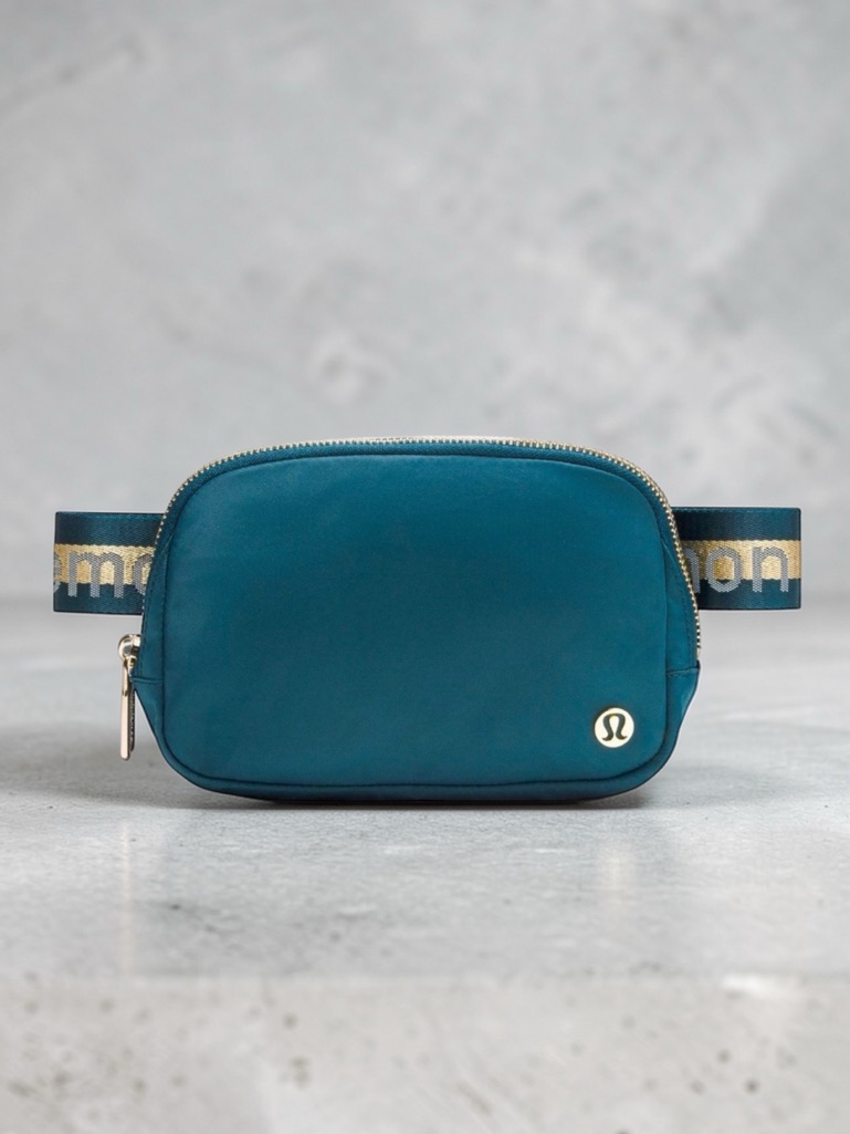 Lululemon Everywhere Belt Bag Wordmark Crossbody Bag In Warp Teal & Gold Nwt